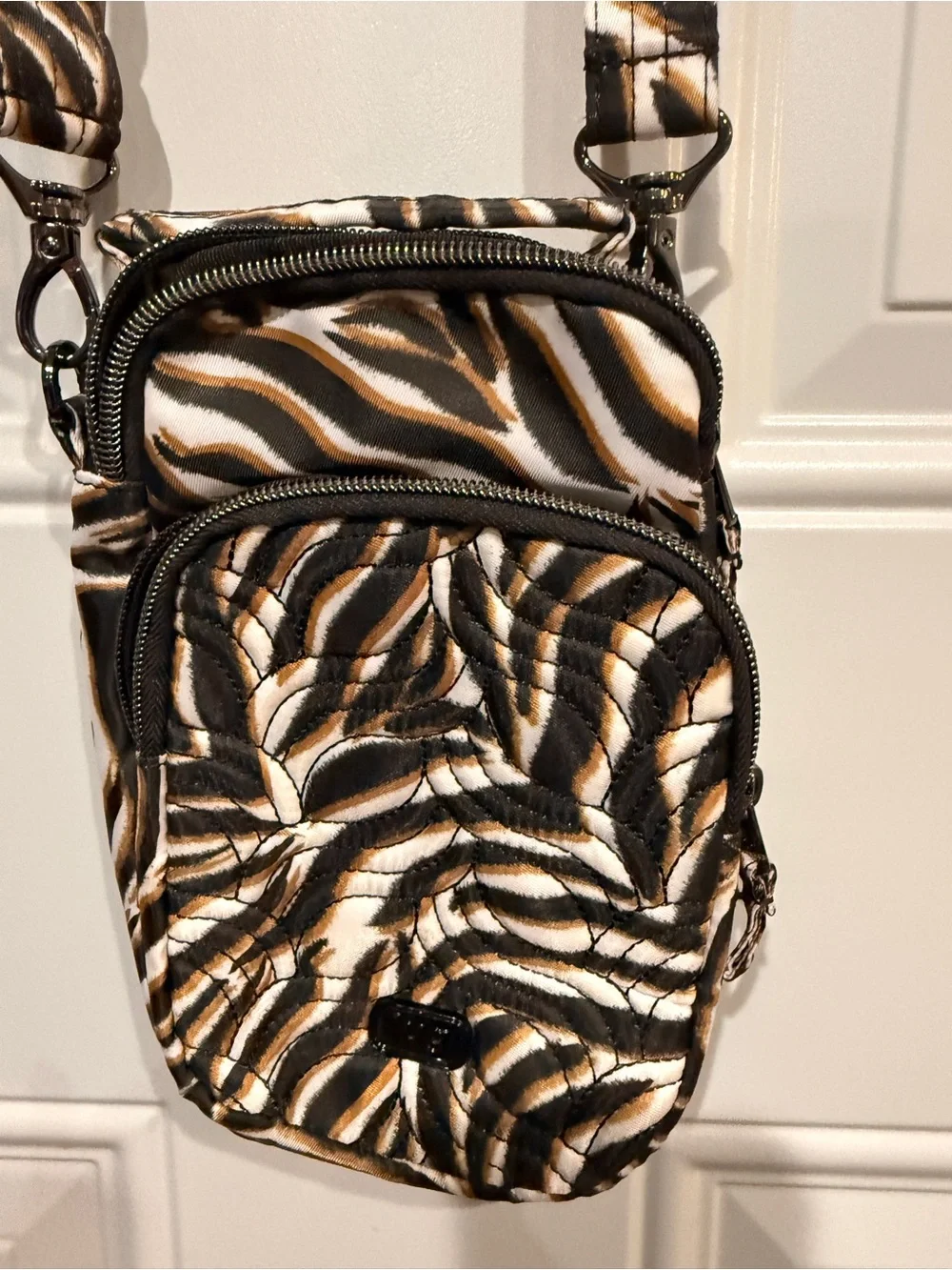 LUG Zebra-Print Crossbody Bag - Black & Cream